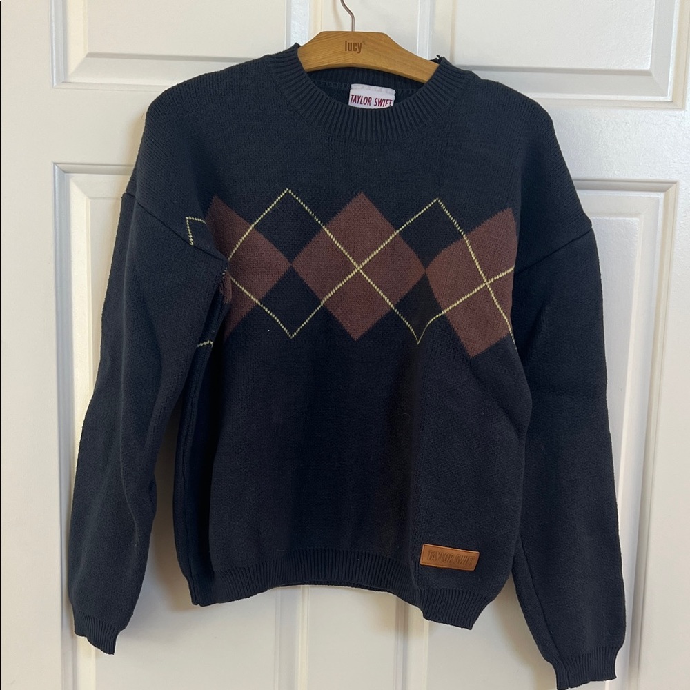 Red TV argyle sweater